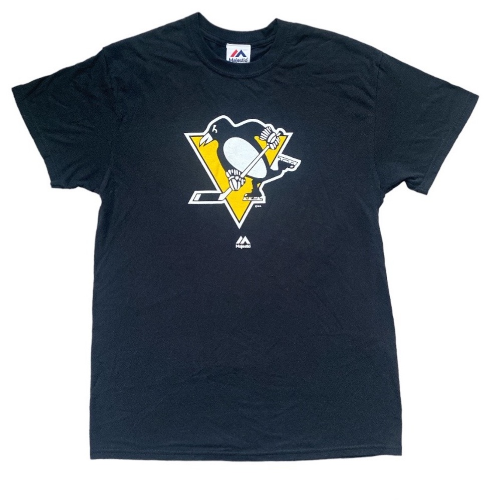 Majestic Pittsburgh Penguins Black Cotton Short Sleeve Tee Shirt